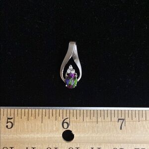 Elegant 14k mystic topaz and diamond pendant